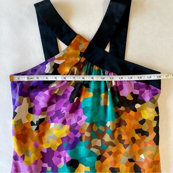 Trina Turk Women's 100% Silk Halter Sleeveless Pixelated Floral Dress - Size 4 - Picture 10 of 11